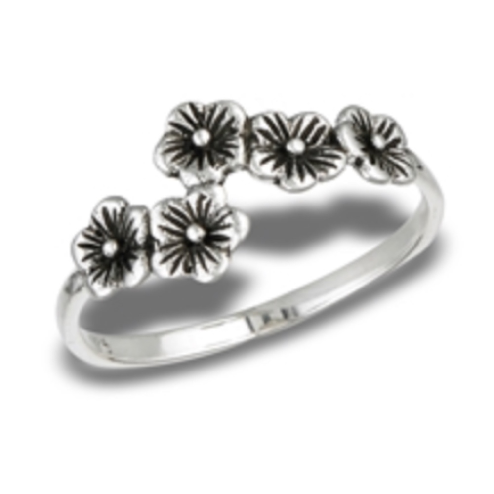 Sold! 925 Flower Band Thumb Finger Ring - Picture 3 of 7